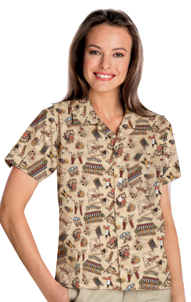 Bistro Print Camp Shirt